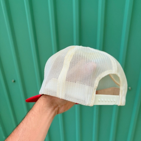 Vintage WELDING SPRING SHOP TIMMINS ONTARIO Patch Trucker Hat snapbacl mesh red - Picture 4 of 6